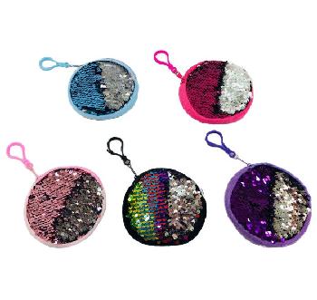 4.25" Round Reversible Sequin Change Purse